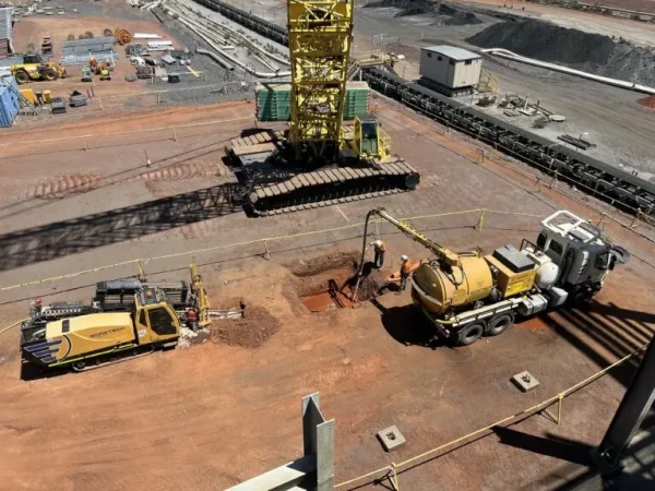 karara mine site with boretech vehicles