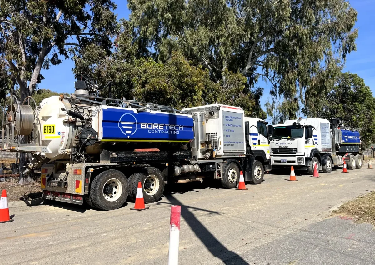 boretech trucks outside kenwick link construction site