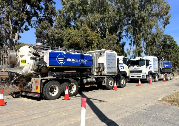 boretech trucks outside kenwick link construction site