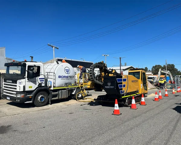 Boretech vehicles assisting with morley pipeline relocation