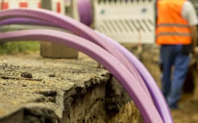 pink cable sitting on construction site